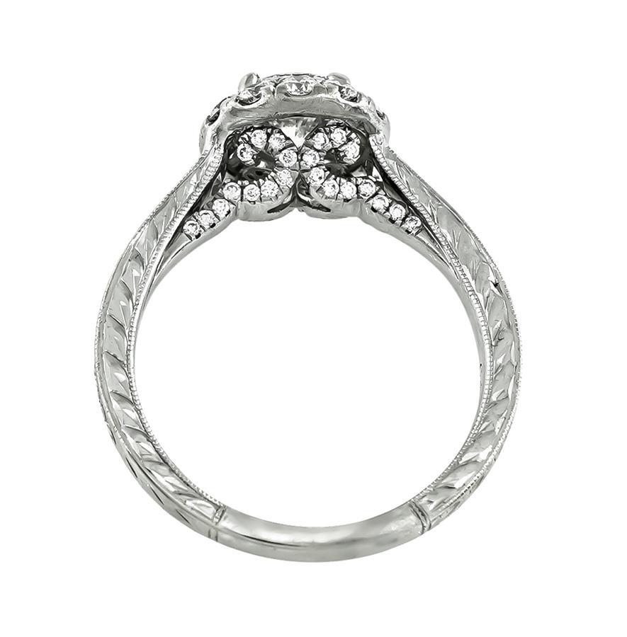 Round Cut GIA Certified 1.05ct Diamond Engagement Ring For Sale