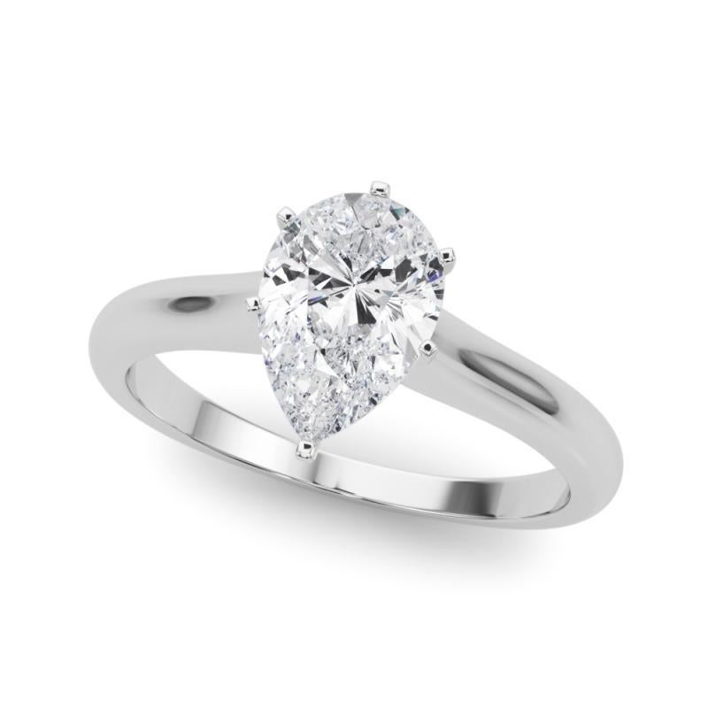 Taille poire GIA Certified 1.05ct Pear Slim Band Classic Solitaire Platinum Diamond Ring en vente