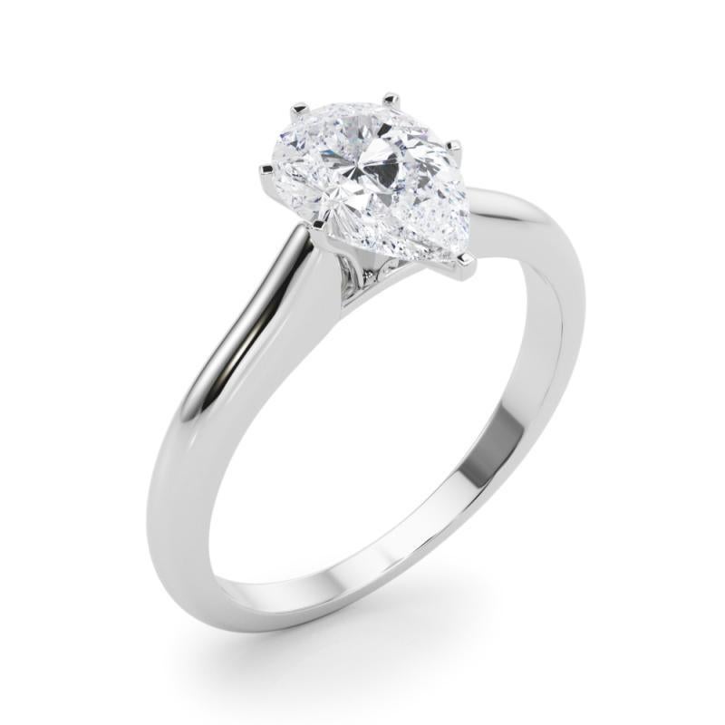 GIA Certified 1.05ct Pear Slim Band Classic Solitaire Platinum Diamond Ring Pour femmes en vente