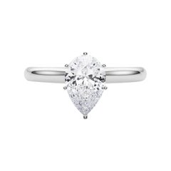 GIA zertifiziert 1,05ct Pear Slim Band Classic Solitaire Platin Diamantring