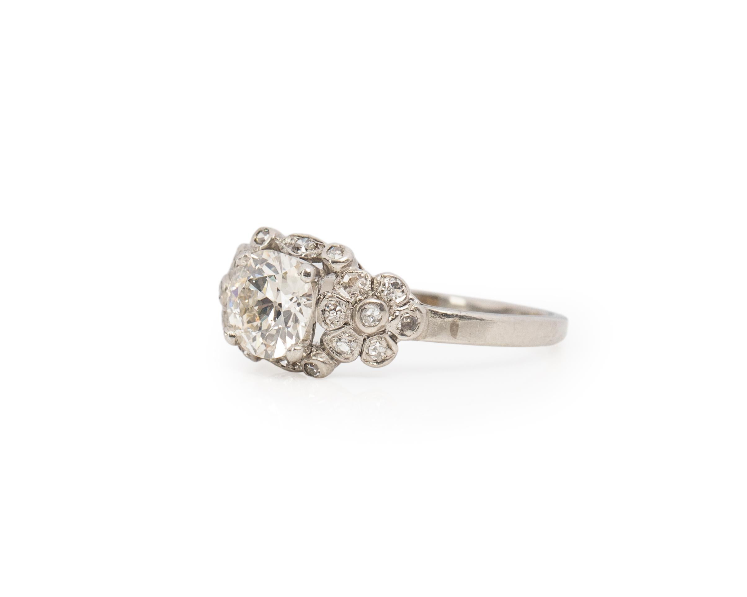 Old European Cut GIA Certified 1.06 Carat Art Deco Diamond Platinum Engagement Ring For Sale