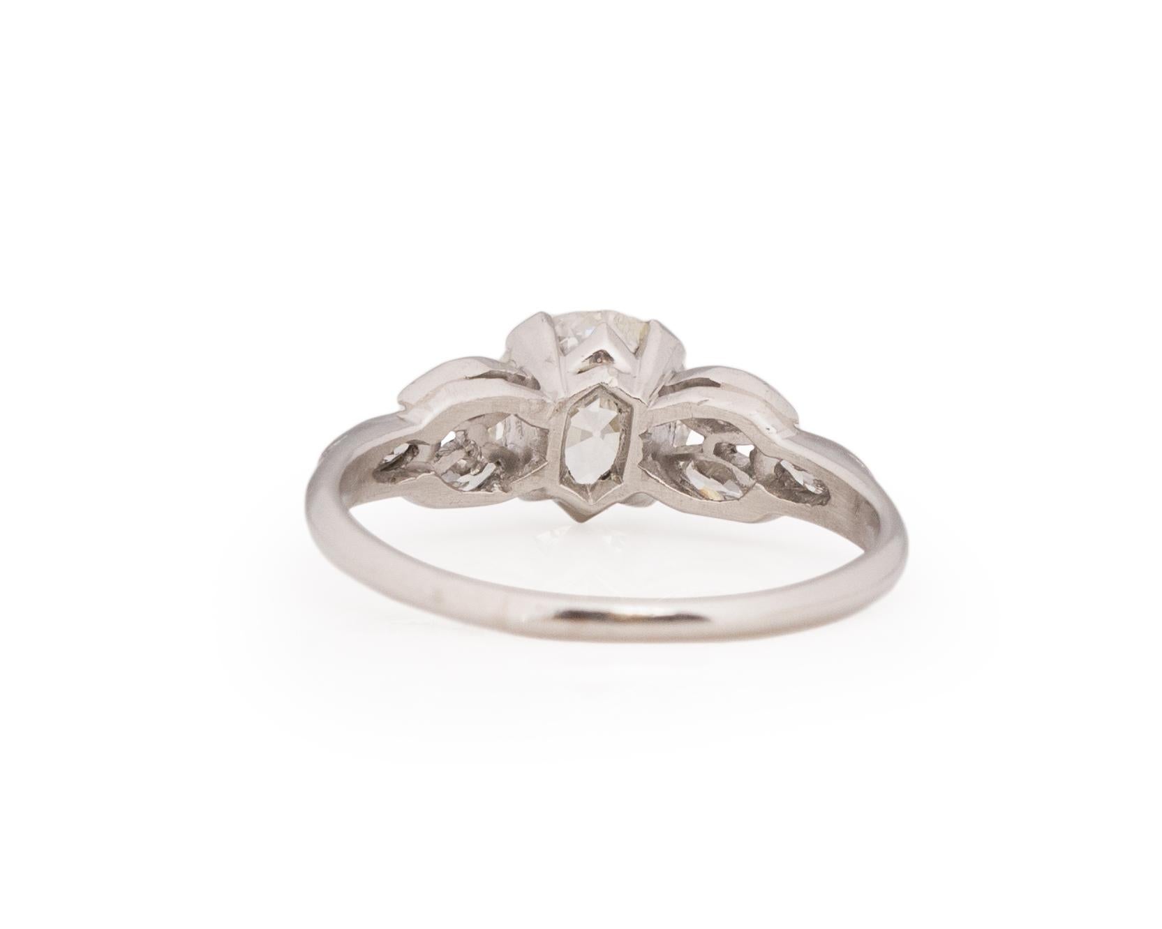 GIA Certified 1.06 Carat Art Deco Diamond Platinum Engagement Ring In Good Condition For Sale In Atlanta, GA