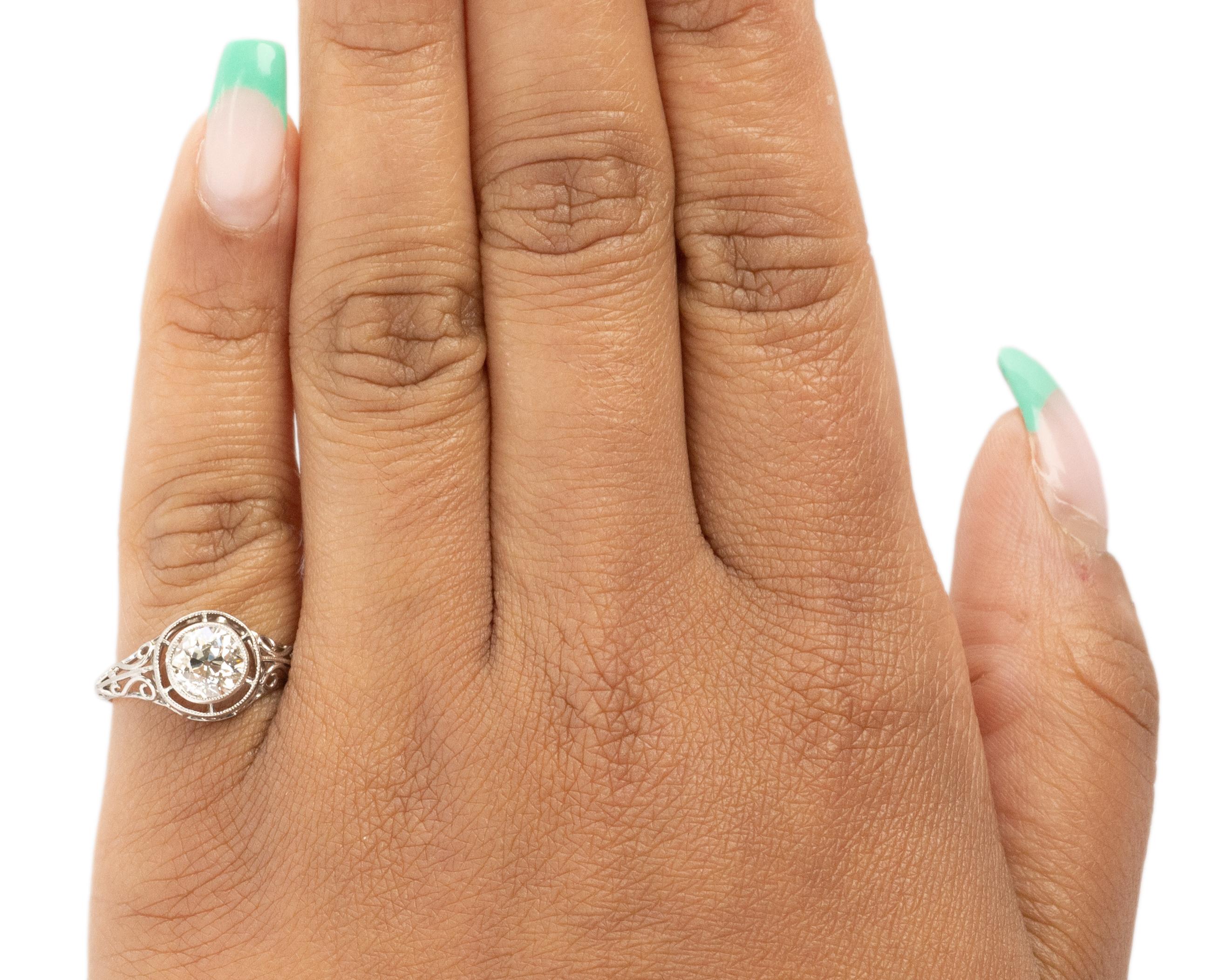 GIA Certified 1.06 Carat Art Deco Diamond Platinum Engagement Ring In Good Condition For Sale In Atlanta, GA