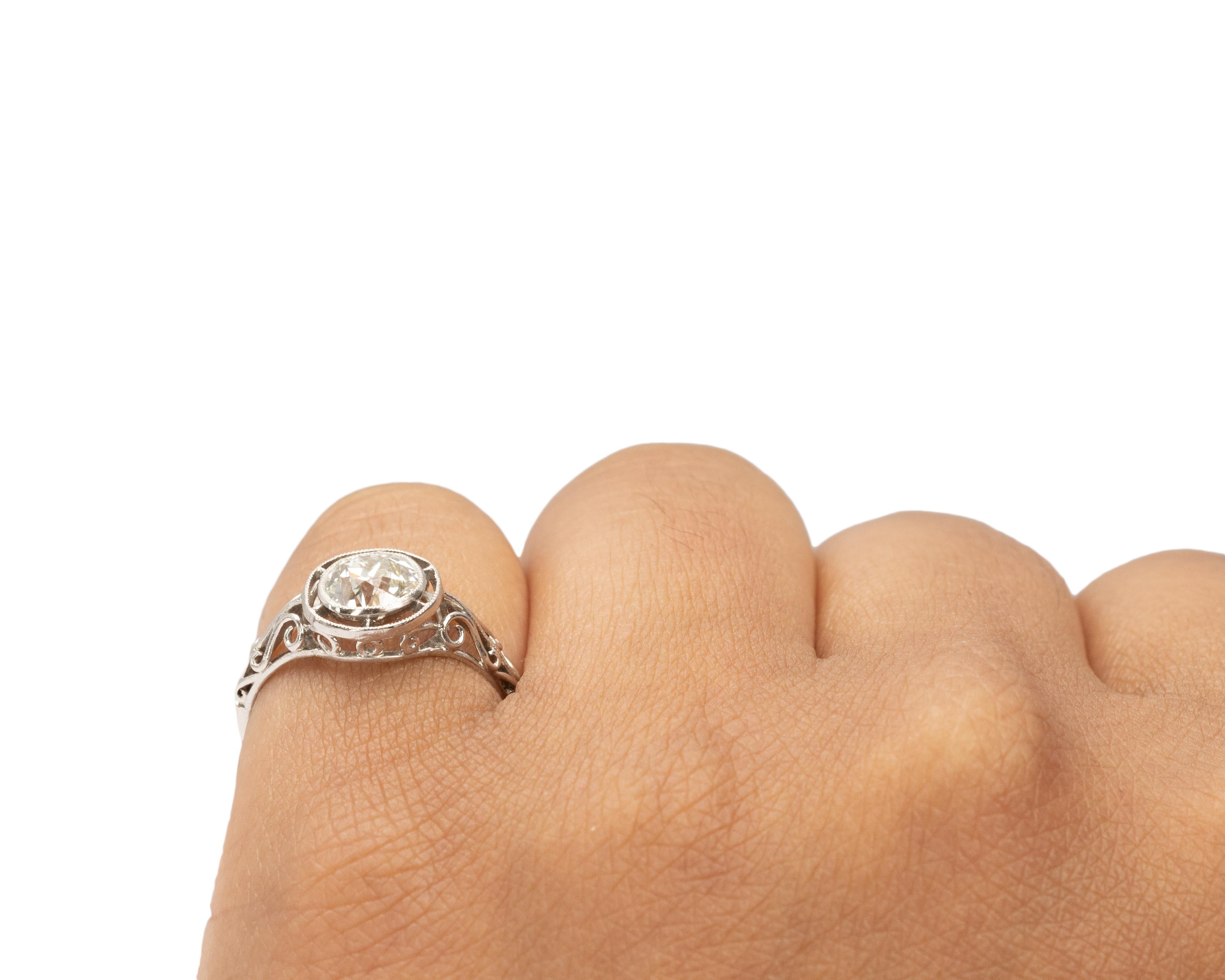 Women's GIA Certified 1.06 Carat Art Deco Diamond Platinum Engagement Ring For Sale