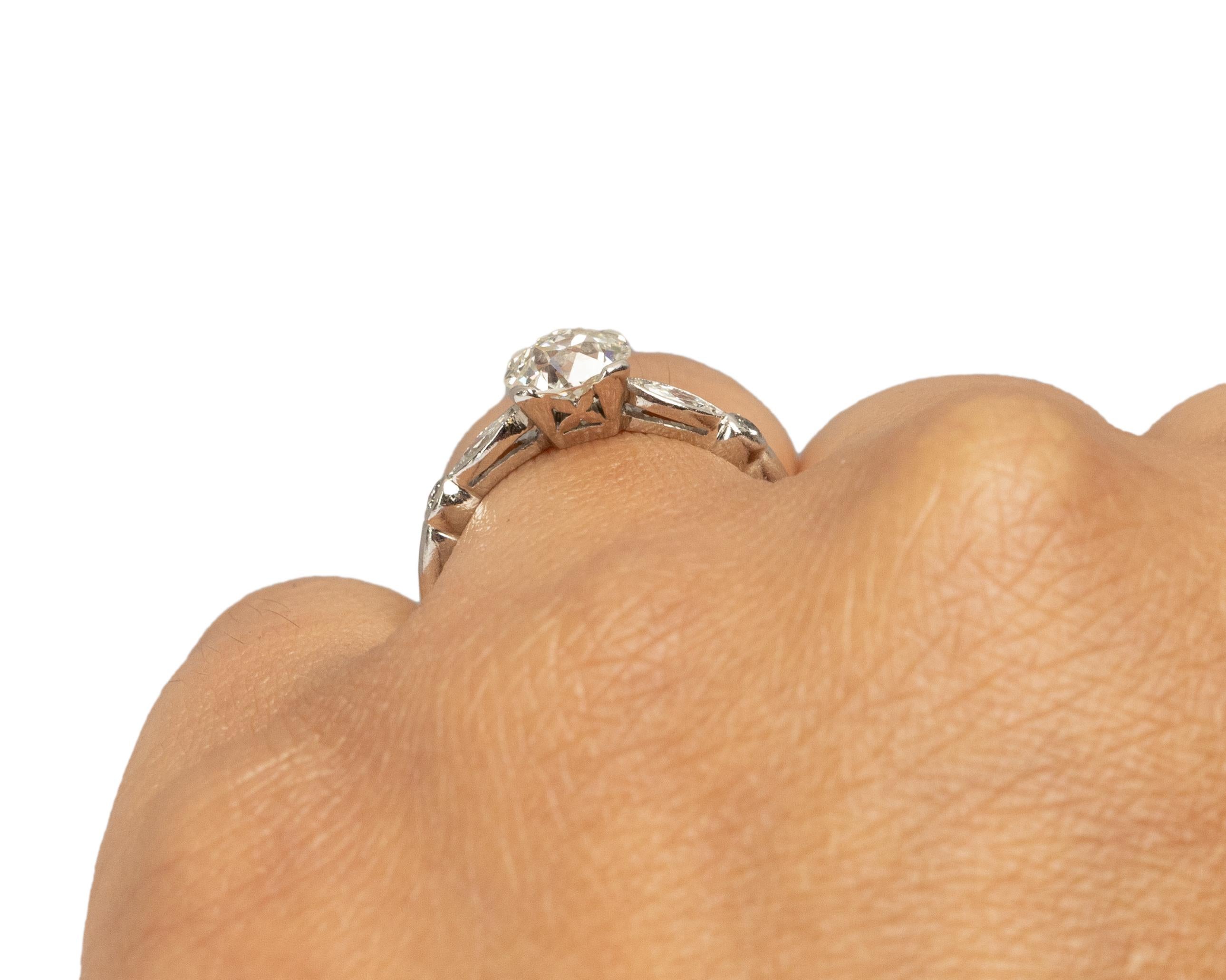 GIA Certified 1.06 Carat Art Deco Diamond Platinum Engagement Ring For Sale 1