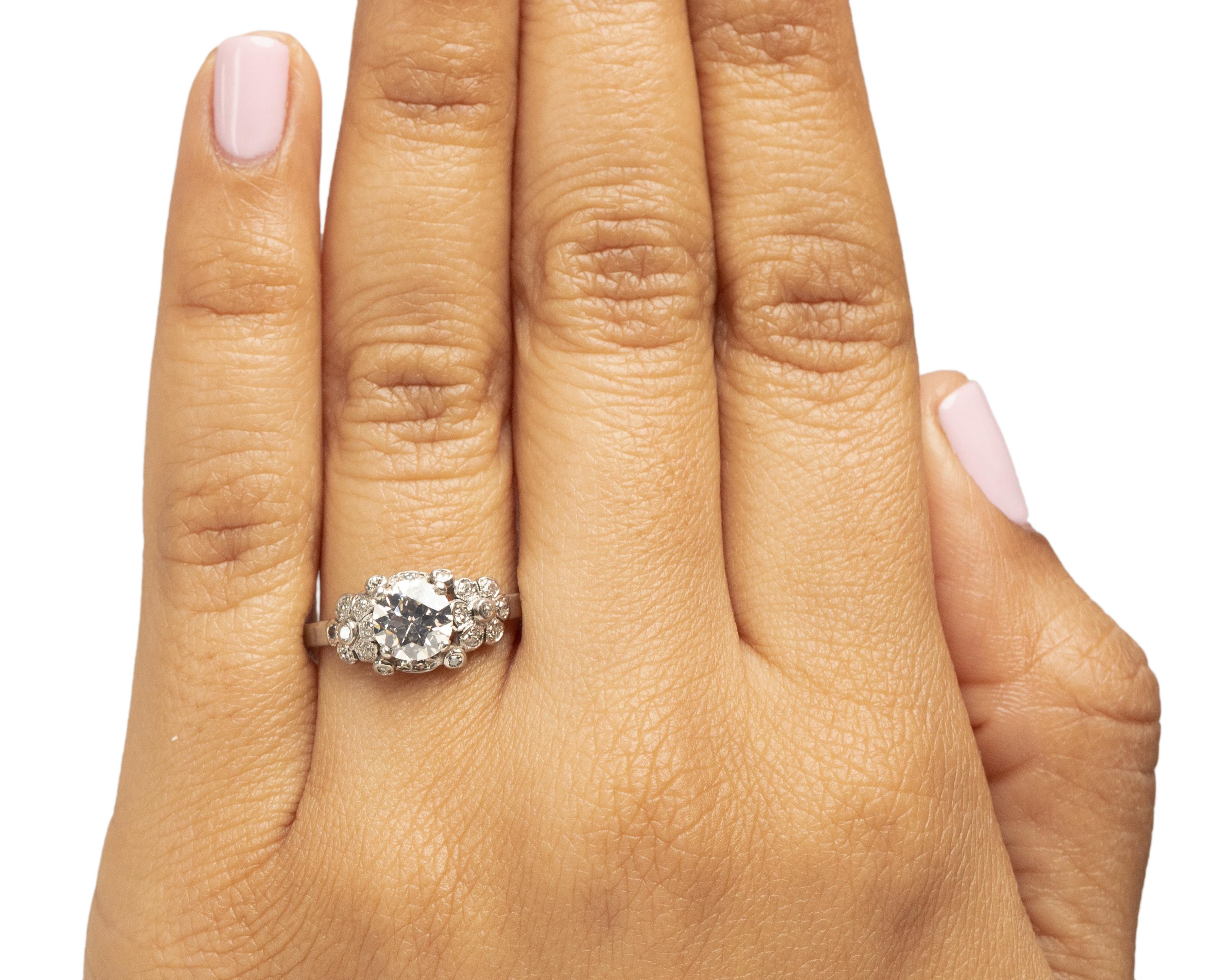 GIA Certified 1.06 Carat Art Deco Diamond Platinum Engagement Ring For Sale 1