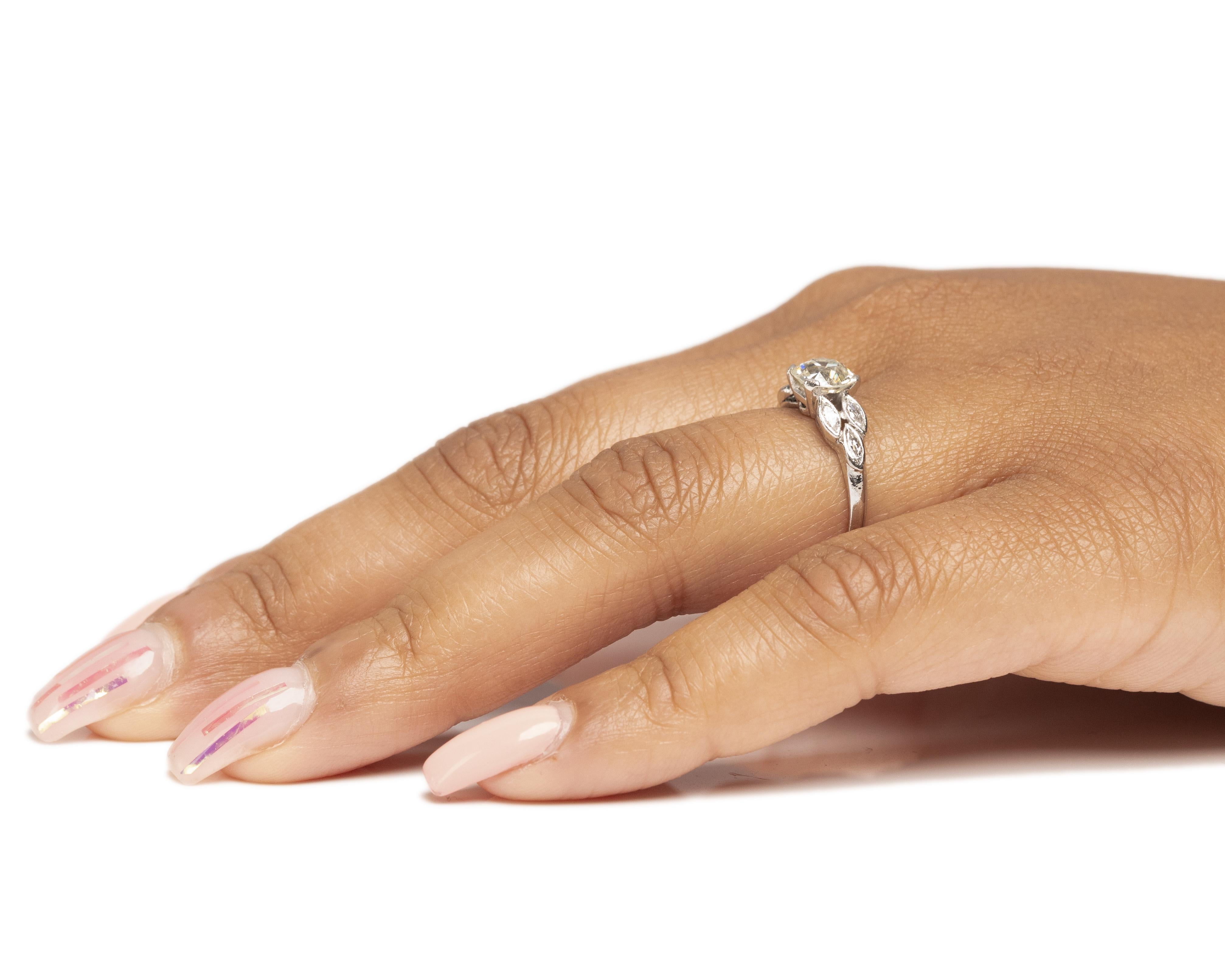 GIA Certified 1.06 Carat Art Deco Diamond Platinum Engagement Ring For Sale 2