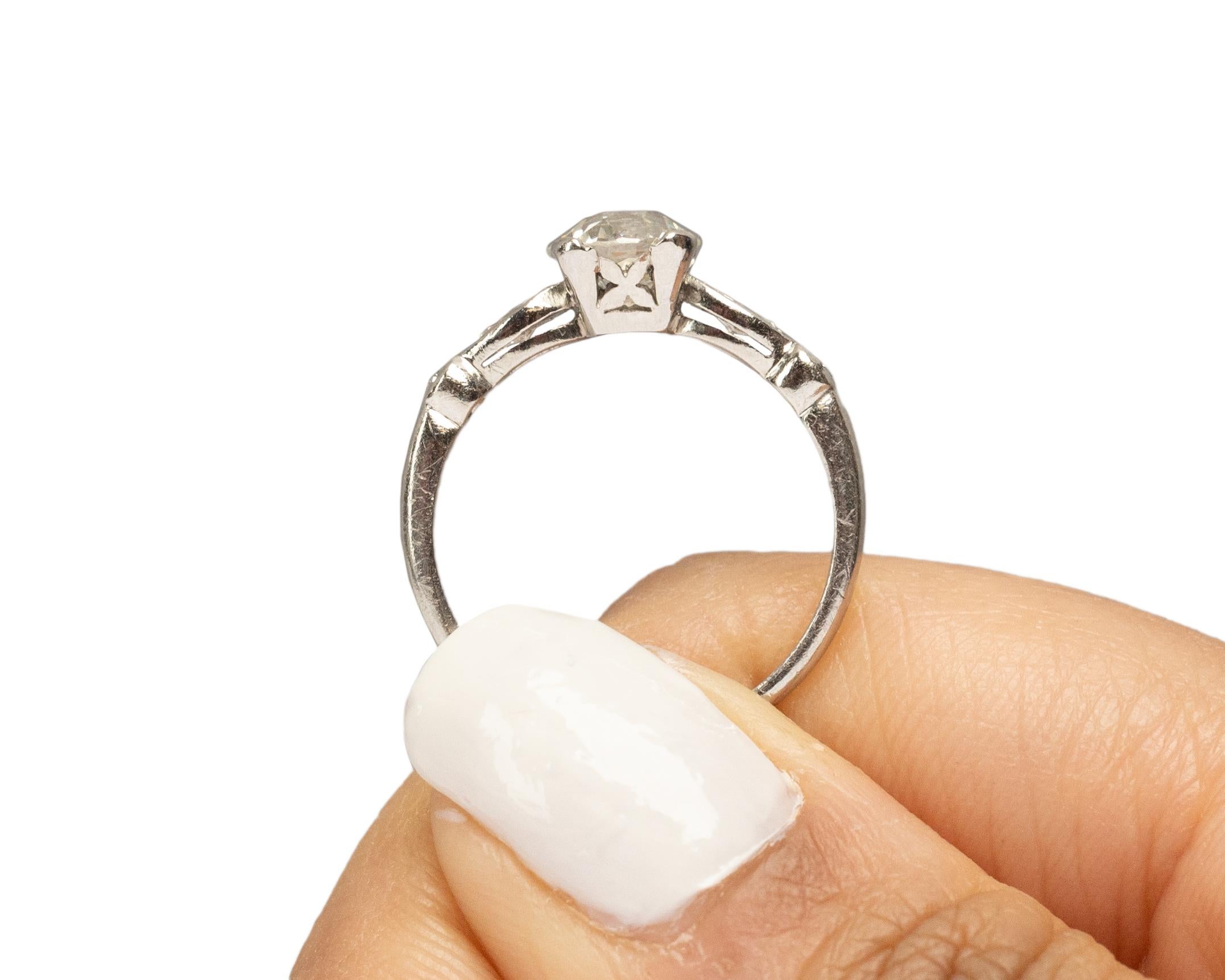 GIA Certified 1.06 Carat Art Deco Diamond Platinum Engagement Ring For Sale 3