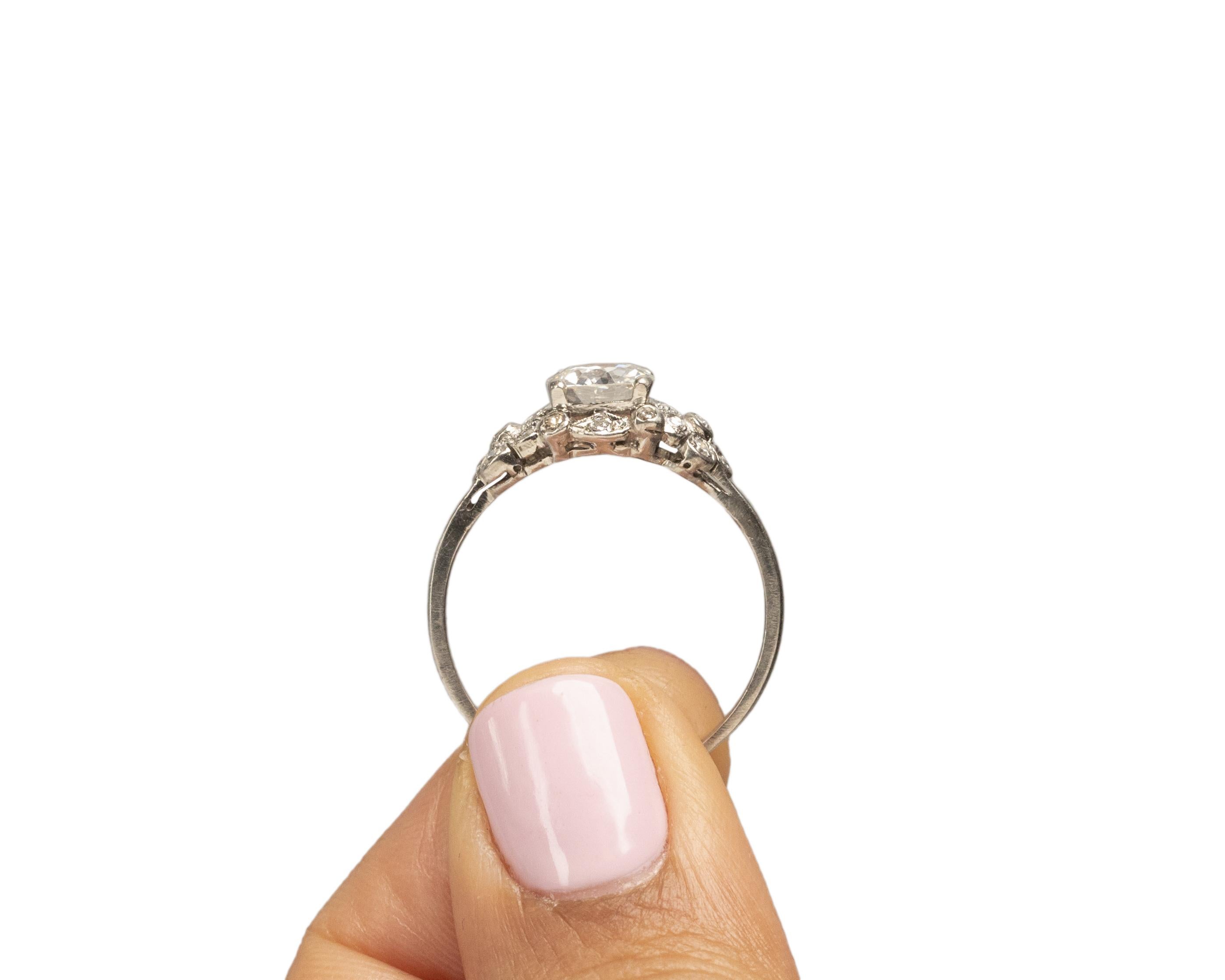 GIA Certified 1.06 Carat Art Deco Diamond Platinum Engagement Ring For Sale 3