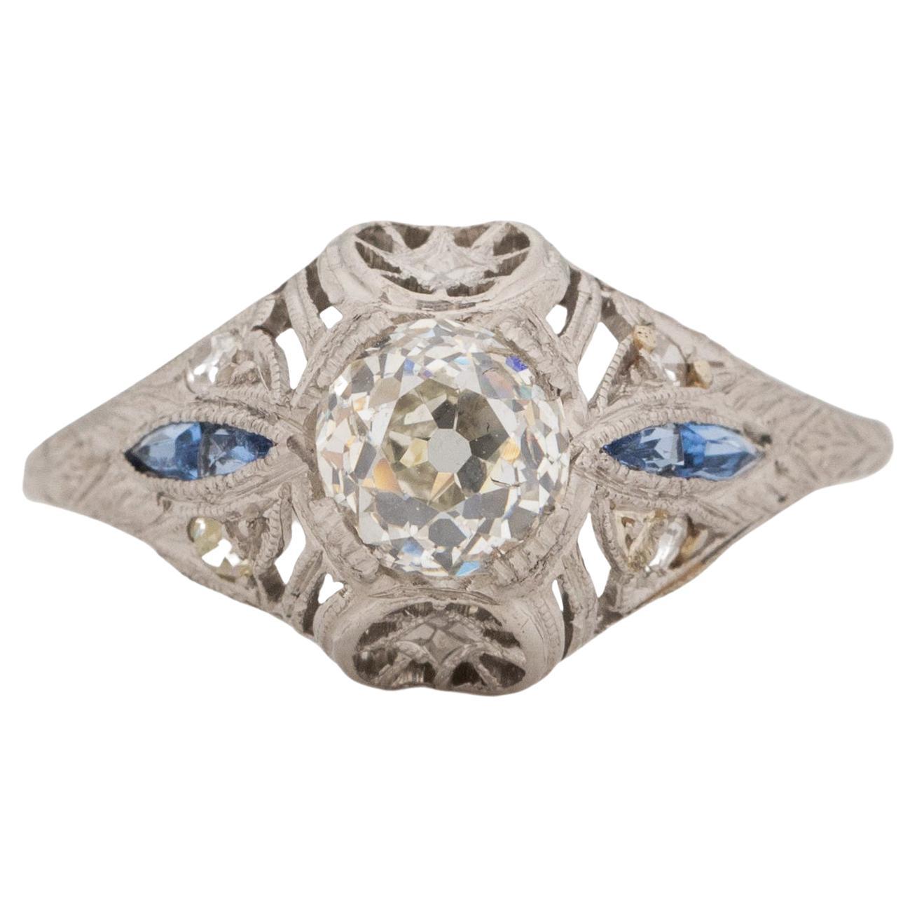 Bague de fiançailles Art déco en platine avec diamants de 1,06 carat certifiés GIA