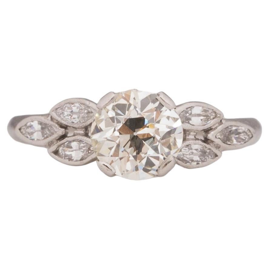 GIA Certified 1.06 Carat Art Deco Diamond Platinum Engagement Ring For Sale