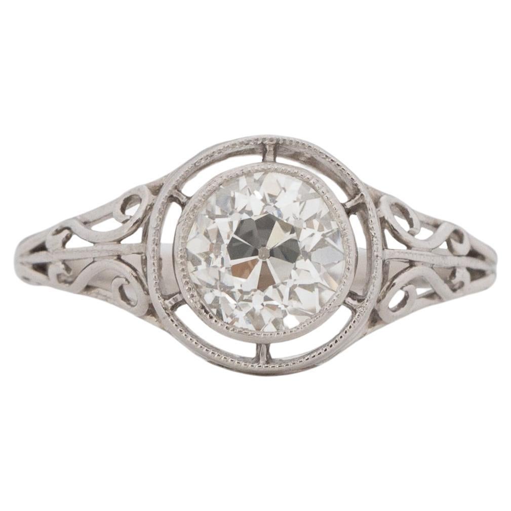 GIA Certified 1.06 Carat Art Deco Diamond Platinum Engagement Ring For Sale