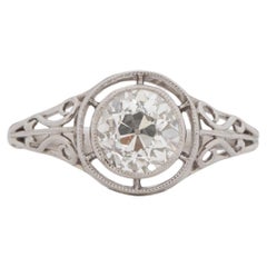 Antique GIA Certified 1.06 Carat Art Deco Diamond Platinum Engagement Ring