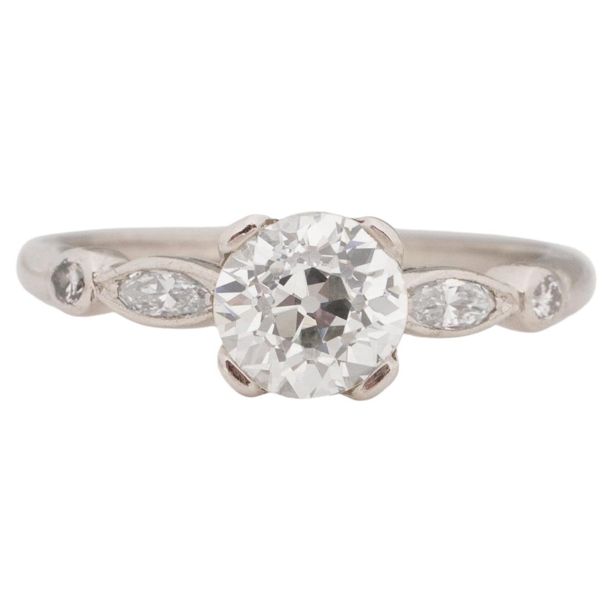 Platin-Verlobungsring mit GIA-zertifiziertem 1,06 Karat Art Deco-Diamant