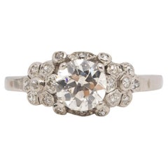 Antique GIA Certified 1.06 Carat Art Deco Diamond Platinum Engagement Ring