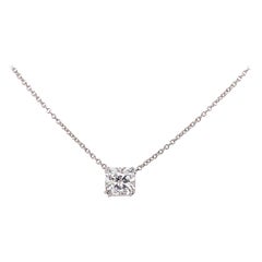 GIA Certified 1.06 Carat Cushion Cut Diamond Solitaire Pendant Necklace