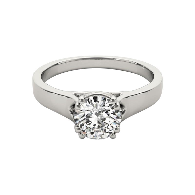 GIA Certified 1.06 Carat Double Four Prong Round 18K White Gold Diamond Ring