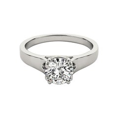 GIA Certified 1.06 Carat Double Four Prong Round 18K White Gold Diamond Ring