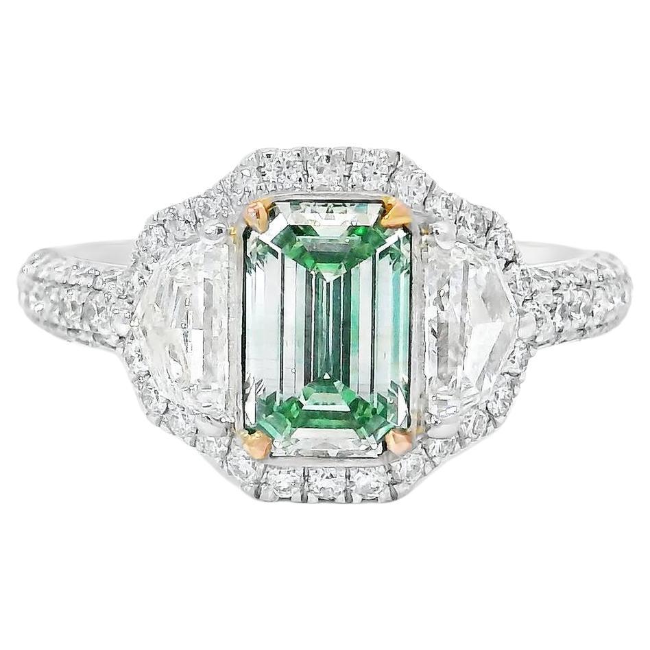 GIA Certified 1.06 Carat Fancy Green VS Clarity Diamond Ring