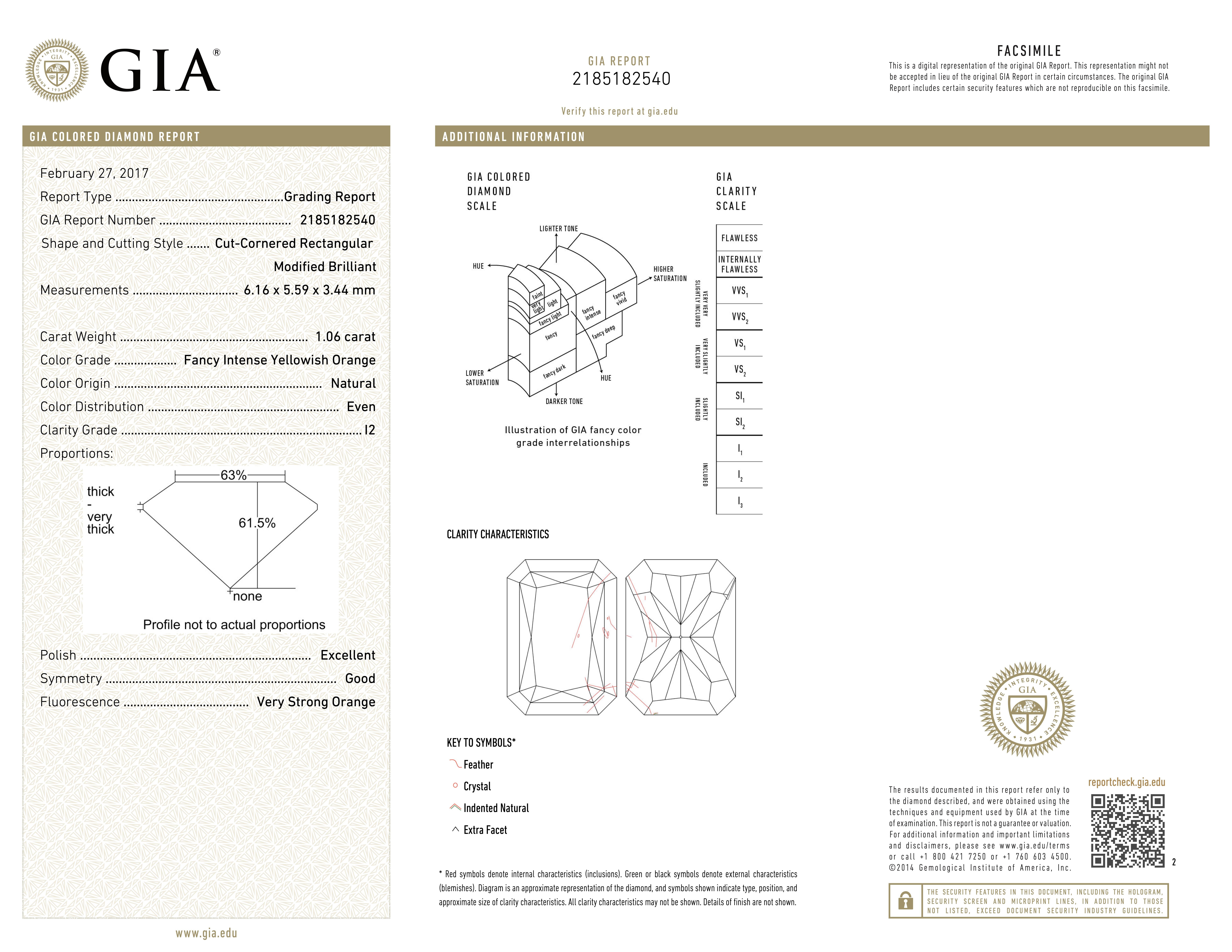 GIA-zertifiziert - 1,06 Karat intensiv gelblich-orangefarbener Diamant 1