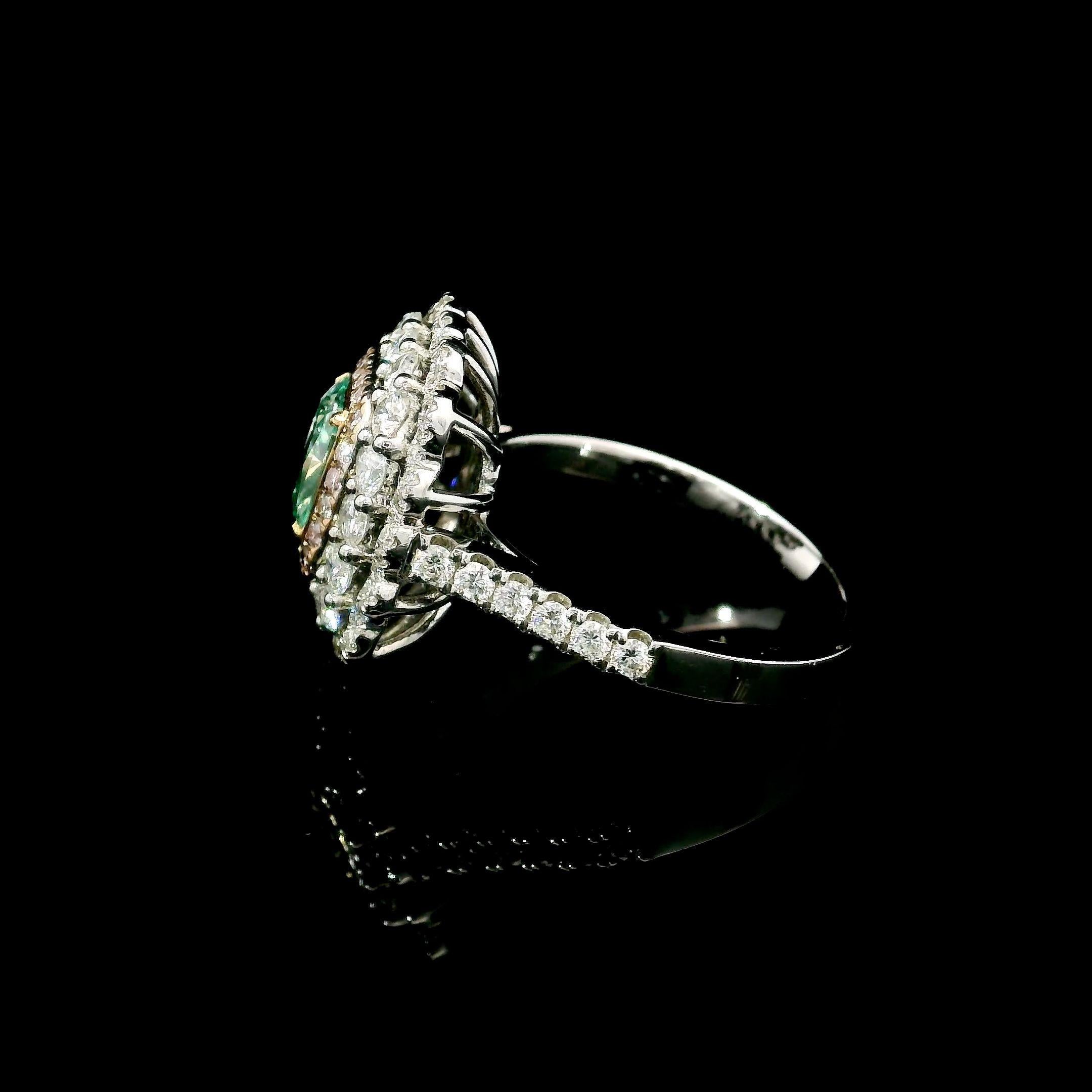 Radiant Cut GIA Certified 1.06 Carat Fancy Yellow Green VS2 Clarity Diamond Ring For Sale