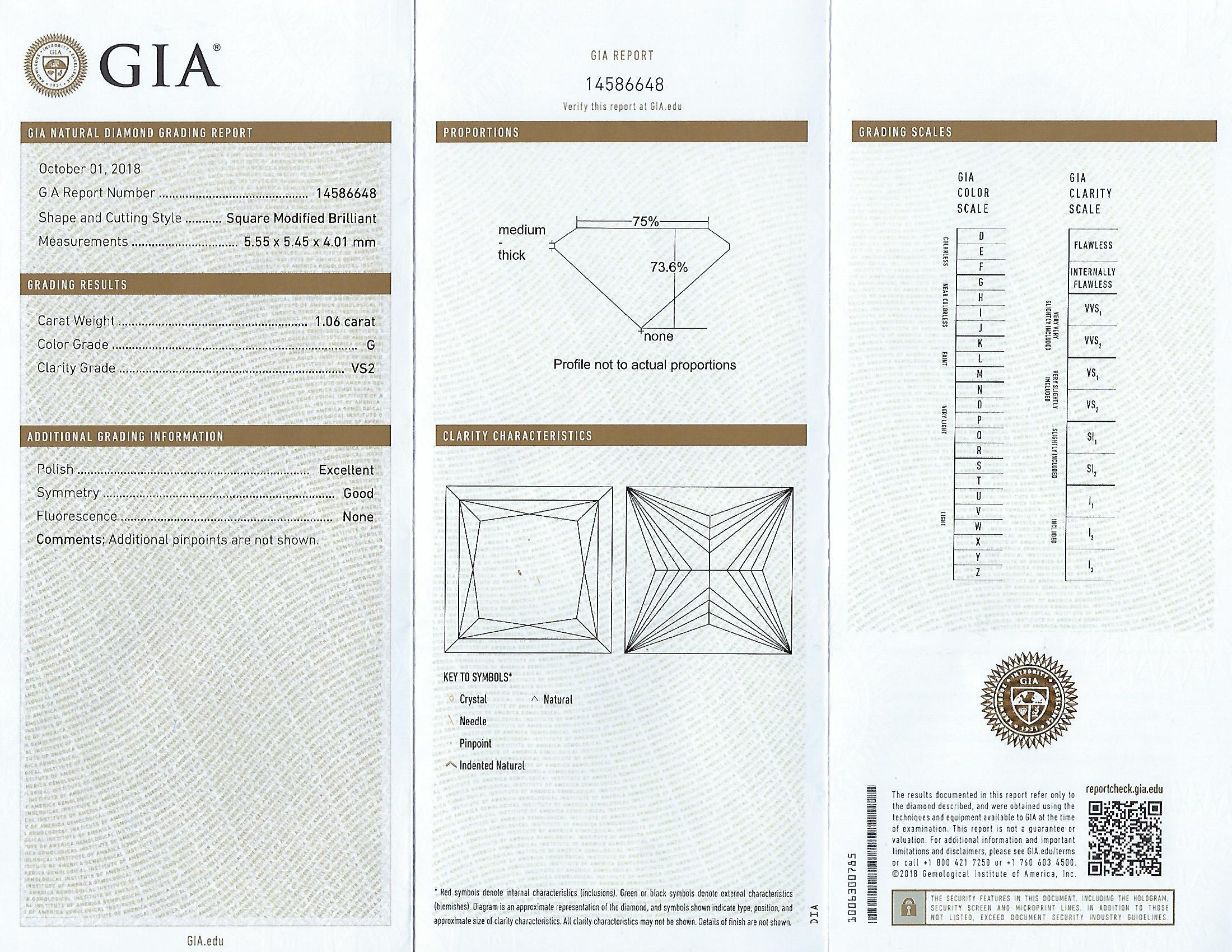 GIA Certified 1.06 Carat G VS2 Princess Cut Diamond Sapphire Gold Bypass Ring 3