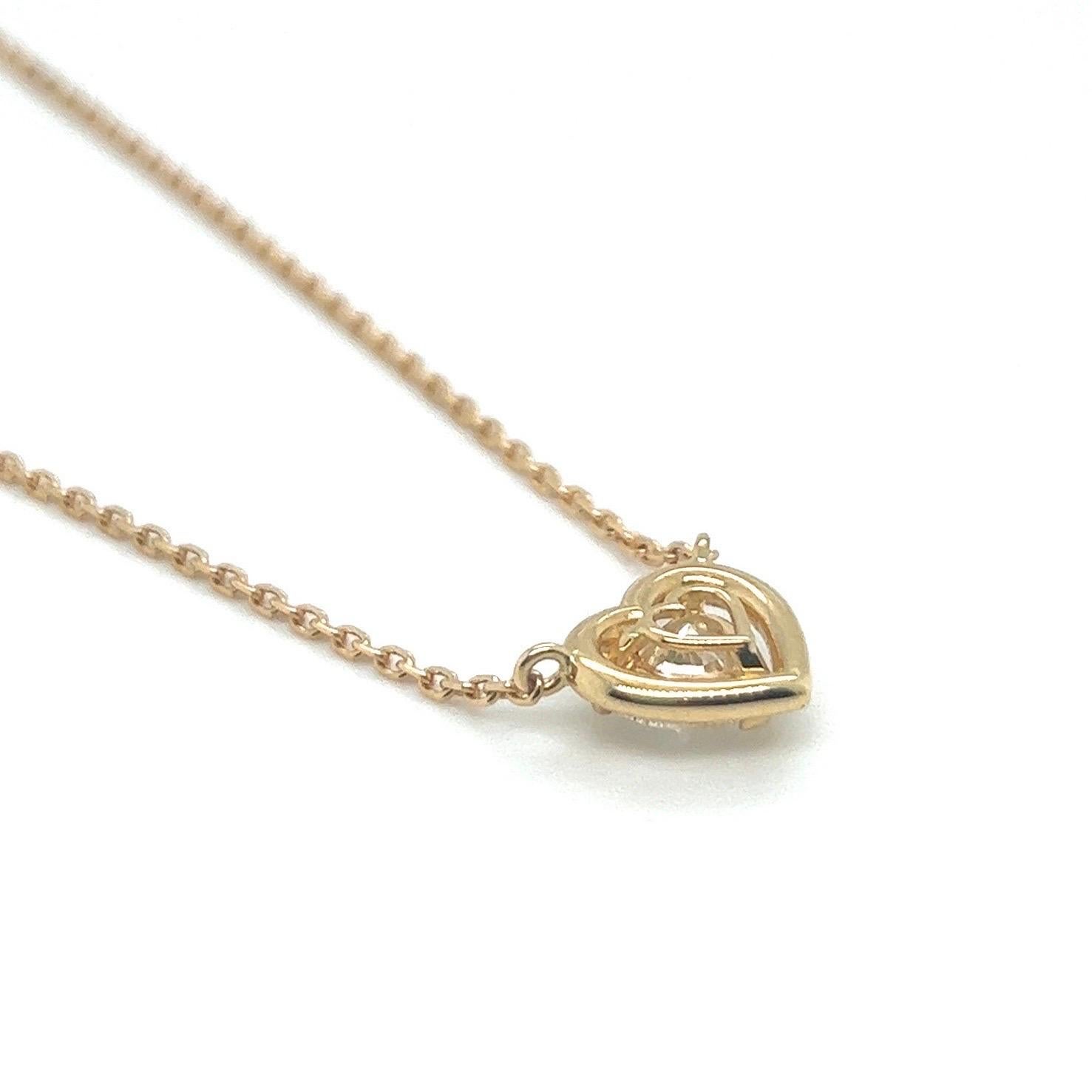 Contemporary GIA Certified 1.06 Carat Heart-Shape Diamond 18 Karat Yellow Gold Necklace For Sale