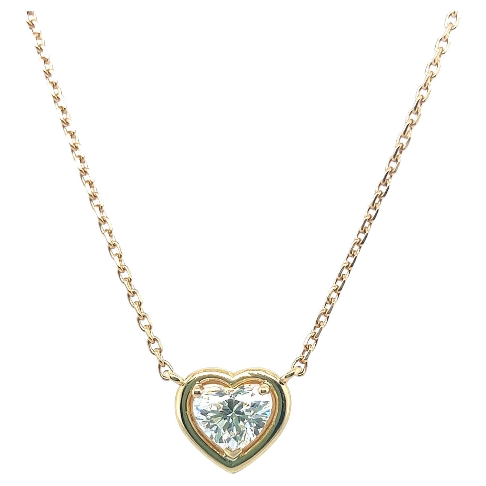 GIA Certified 1.06 Carat Heart-Shape Diamond 18 Karat Yellow Gold Necklace