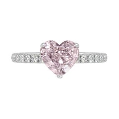 GIA Certified 1.06 Carat Heart Shape Pink Diamond Ring