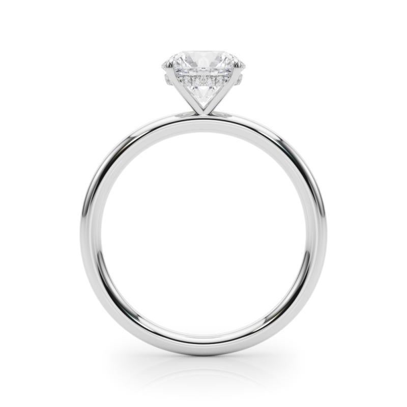 GIA Certificado 1,06 Quilates Halo Oculto Ronda Solitario Anillo de Diamantes en Platino en Nuevo estado para la venta en New York, NY