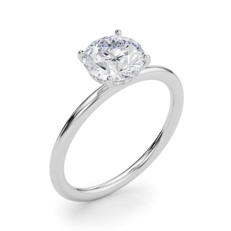 GIA Certificado 1,06 Quilates Halo Oculto Ronda Solitario Anillo de Diamantes en Platino en venta 1