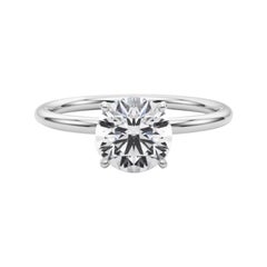 GIA Certificado 1,06 Quilates Halo Oculto Ronda Solitario Anillo de Diamantes en Platino