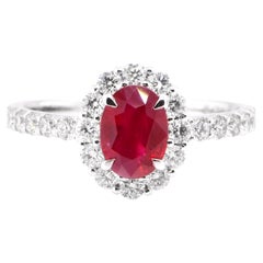 GIA Certified 1.06 Carat Natural, Pigeon's Blood Color Ruby Ring Set in Platinum