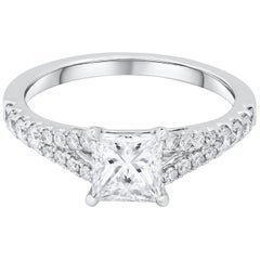 Roman Malakov, GIA Certified 1.06 Carat Princess Cut Diamond Engagement Ring