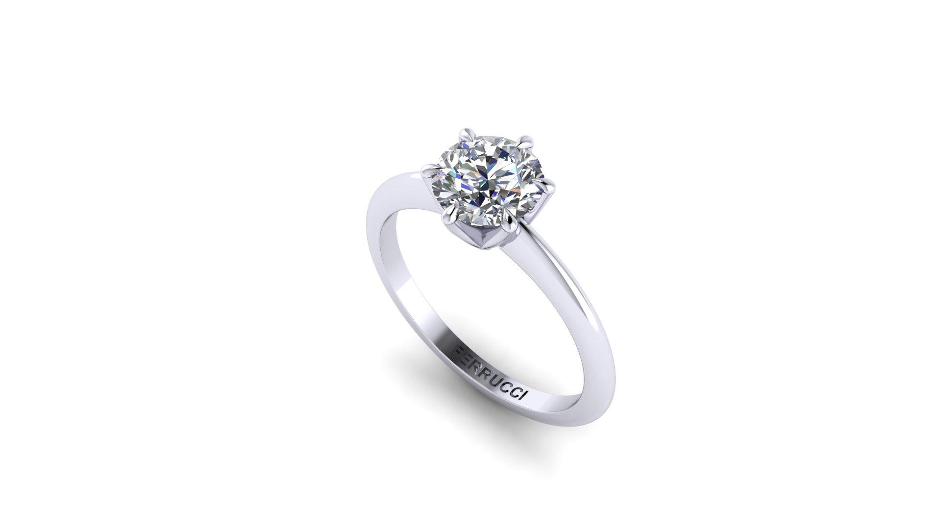 GIA-zertifiziert 1,06 Runde Diamant, G Farbe, VVS2 Klarheit mit Triple Excellent Specs, in einer hohen Nachfrage minimalistisch, dünn, niedrig Einstellung, vier Kralle Zacken, abgerundeten Draht Schaft.
Dieser Ring ist eine Standardgröße 6 und
