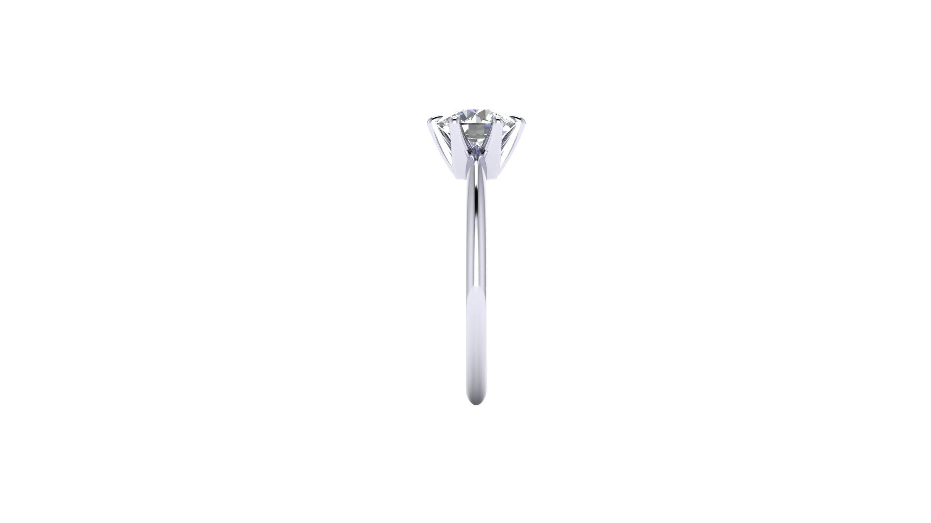 Moderne Diamant rond de 1,06 carat certifié par le GIA en platine à sertissage fin et minimal en vente