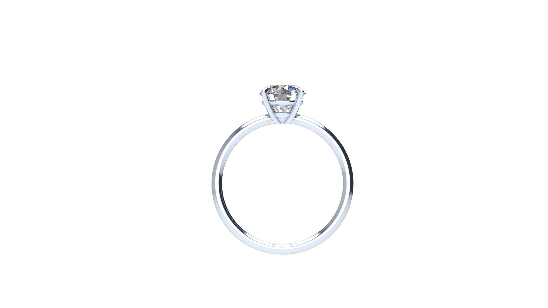 Taille ronde Diamant rond de 1,01 carat certifié par le GIA en platine à sertissage fin et minimaliste en vente