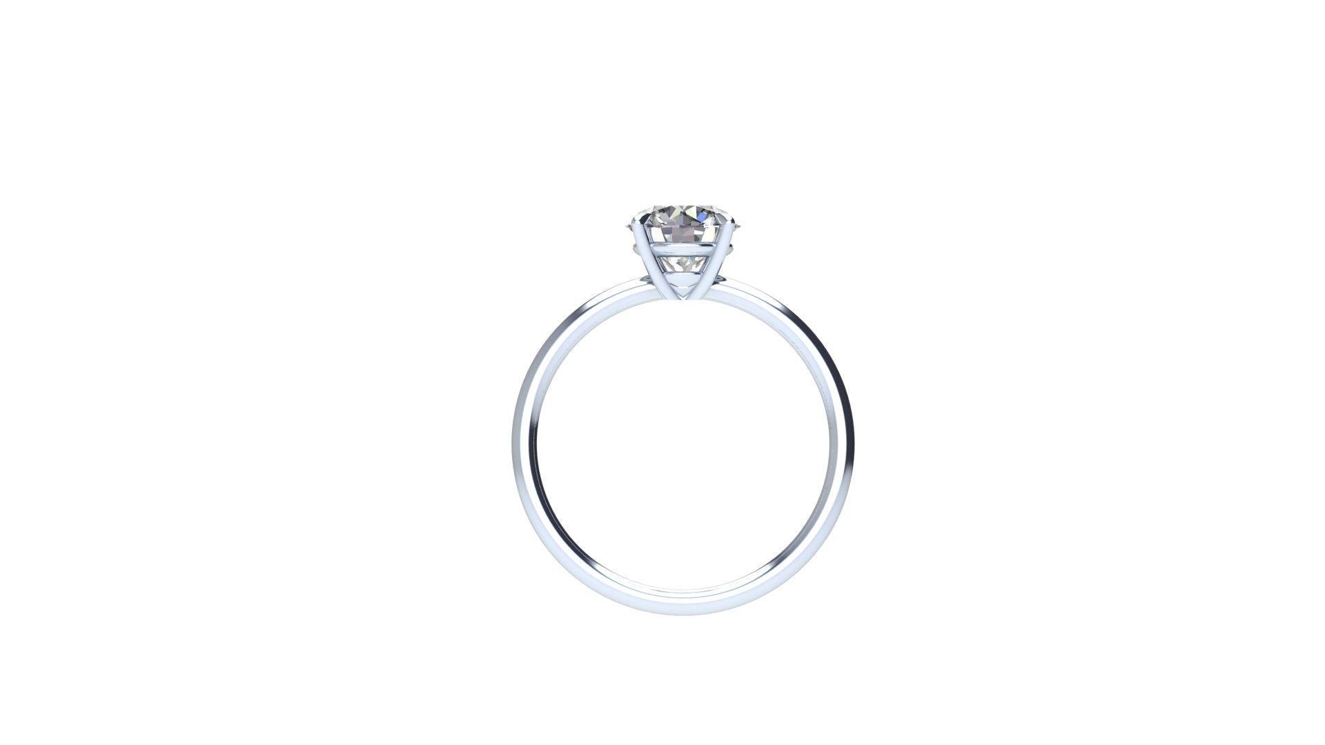 Taglio rotondo Diamante rotondo da 1,01 carati certificato GIA in un'incastonatura sottile e minima in platino in vendita