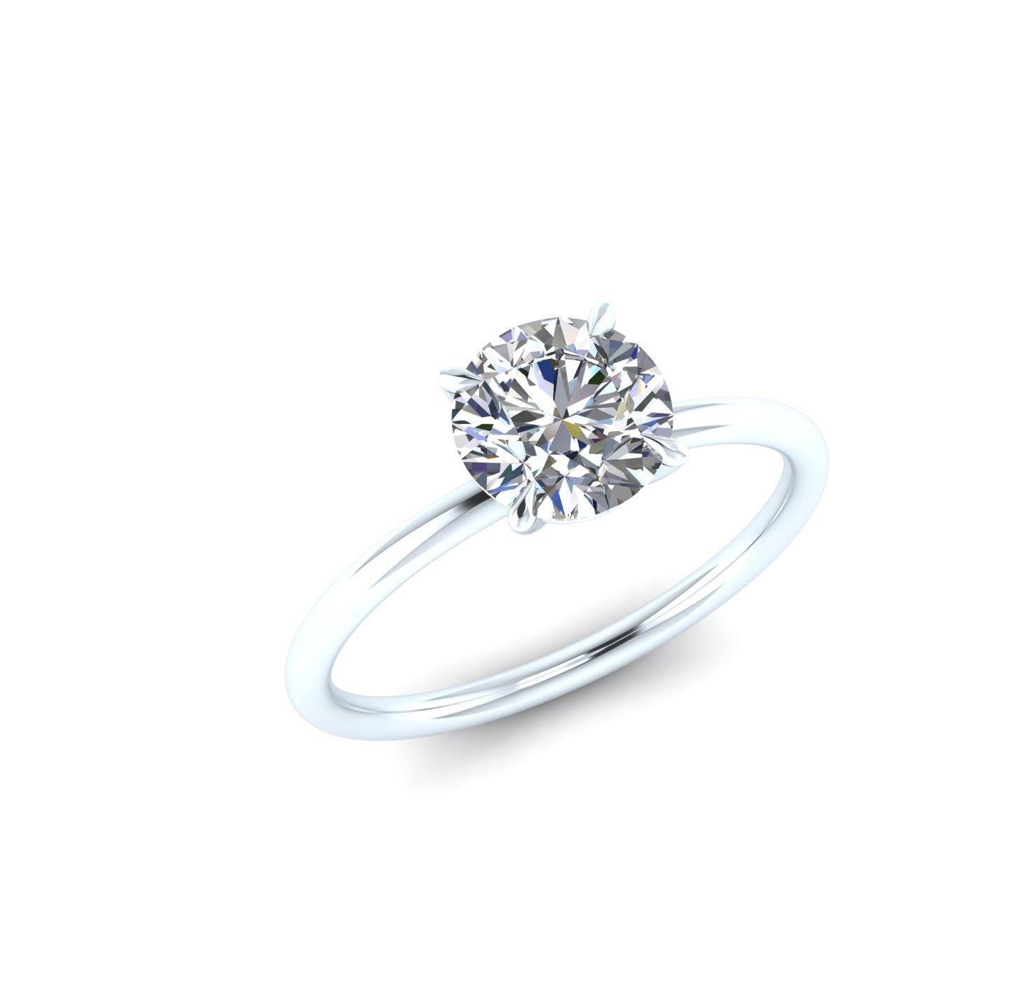 Diamant rond de 1,01 carat certifié par le GIA en platine à sertissage fin et minimaliste Pour femmes en vente