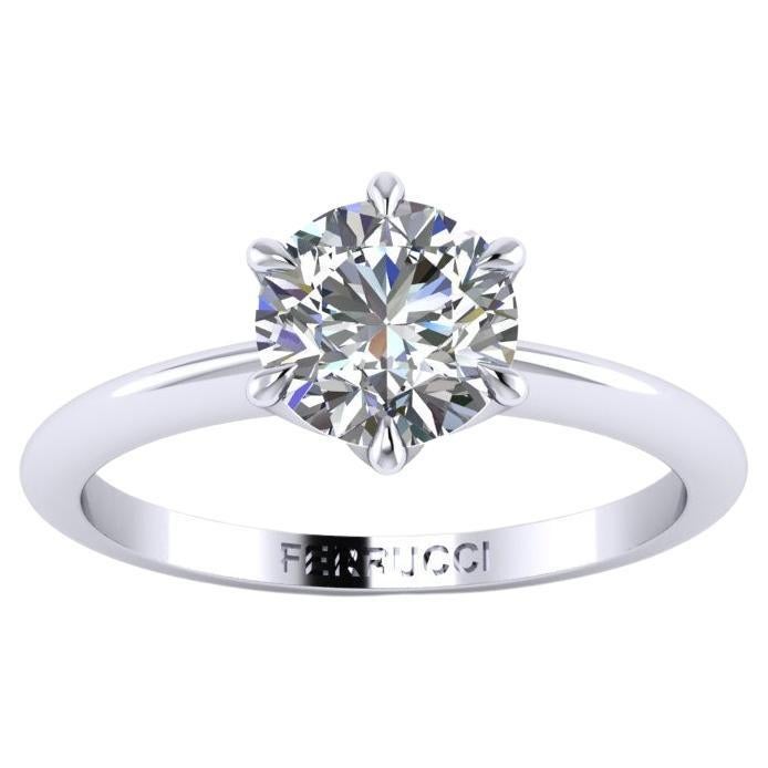 Diamant rond de 1,06 carat certifié par le GIA en platine à sertissage fin et minimal en vente