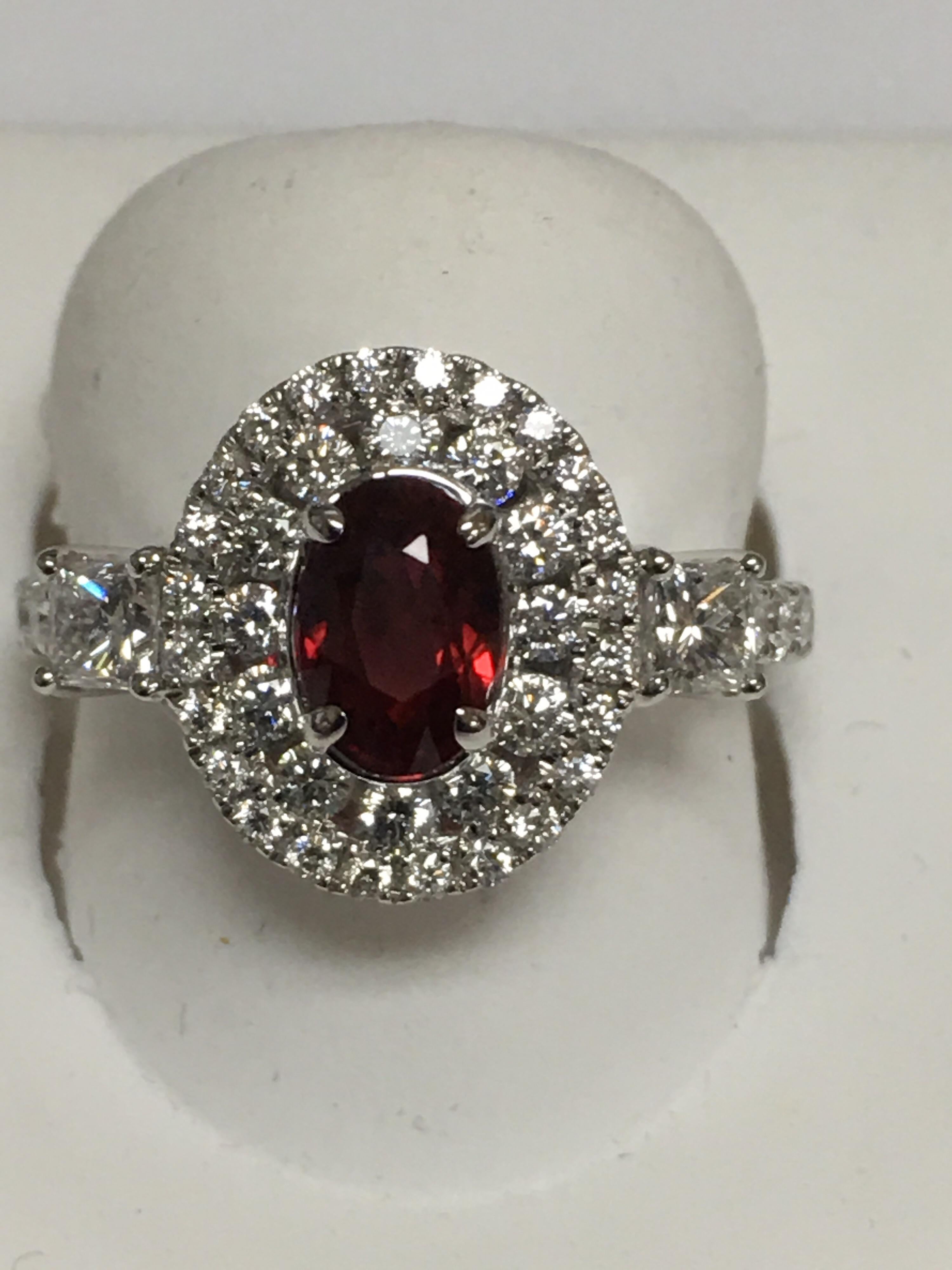 GIA Certified 1.06 Carat Ruby Diamond Engagement Ring 3