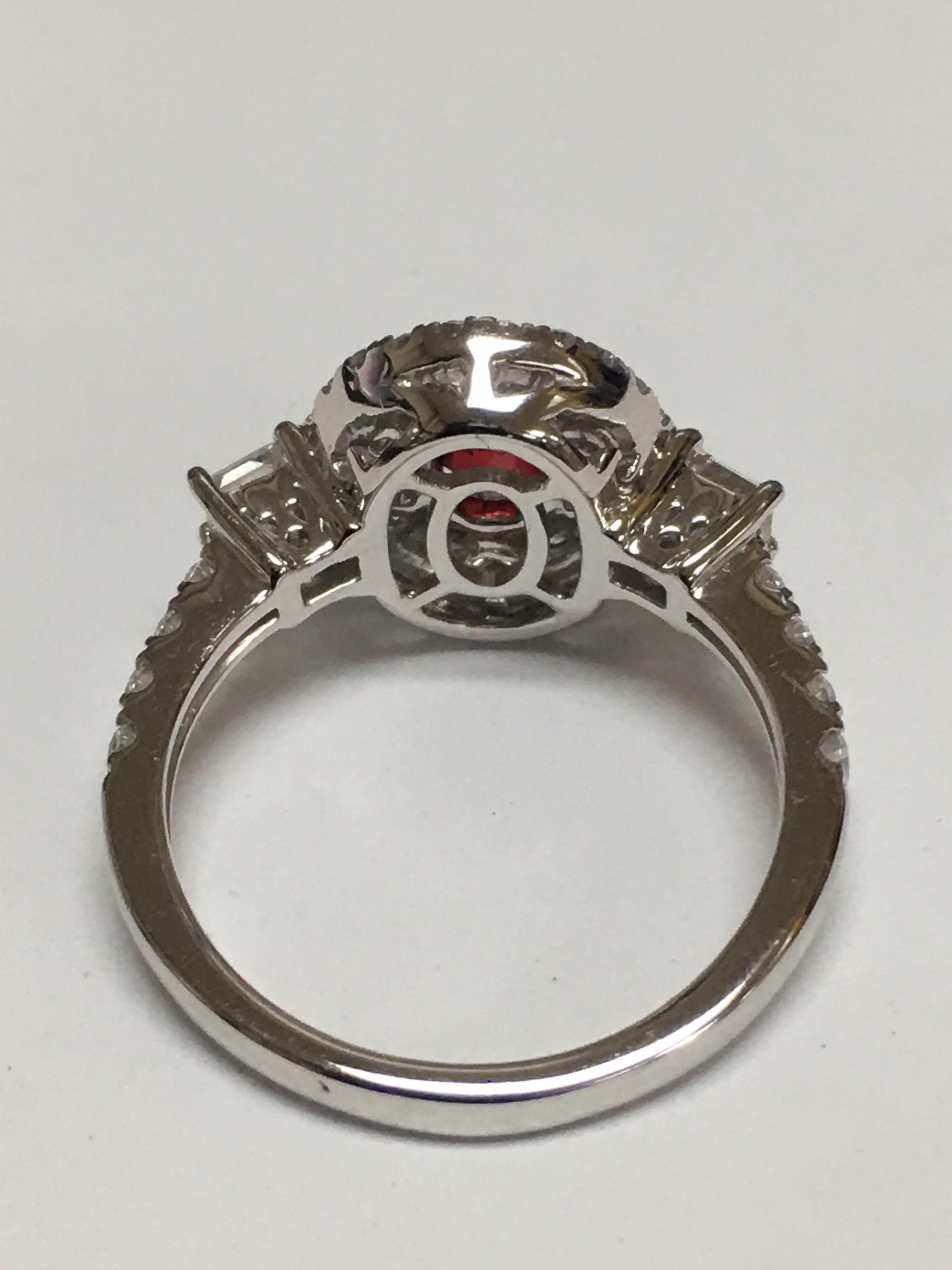 GIA Certified 1.06 Carat Ruby Diamond Engagement Ring 4