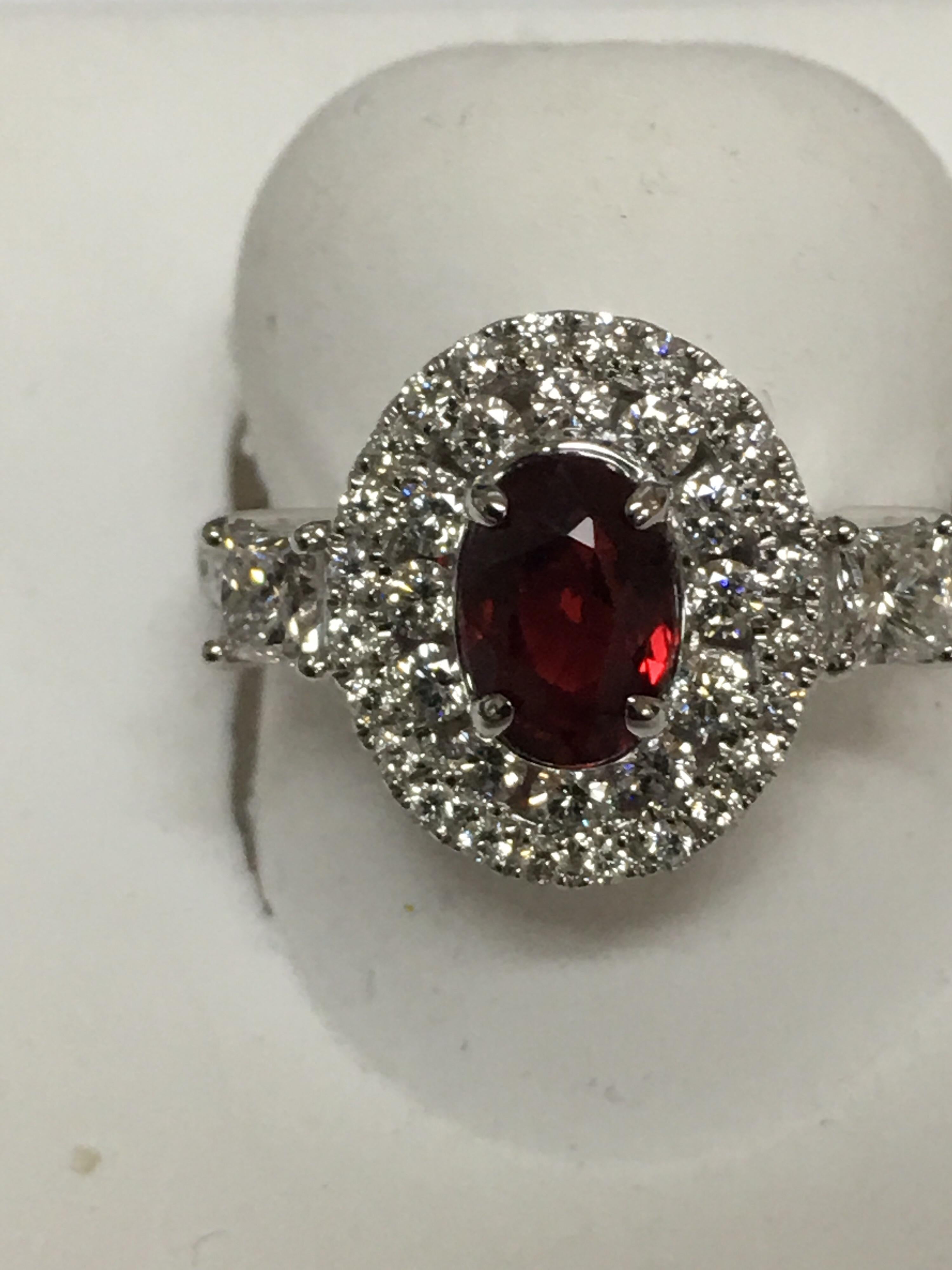 GIA Certified 1.06 Carat Ruby Diamond Engagement Ring 5