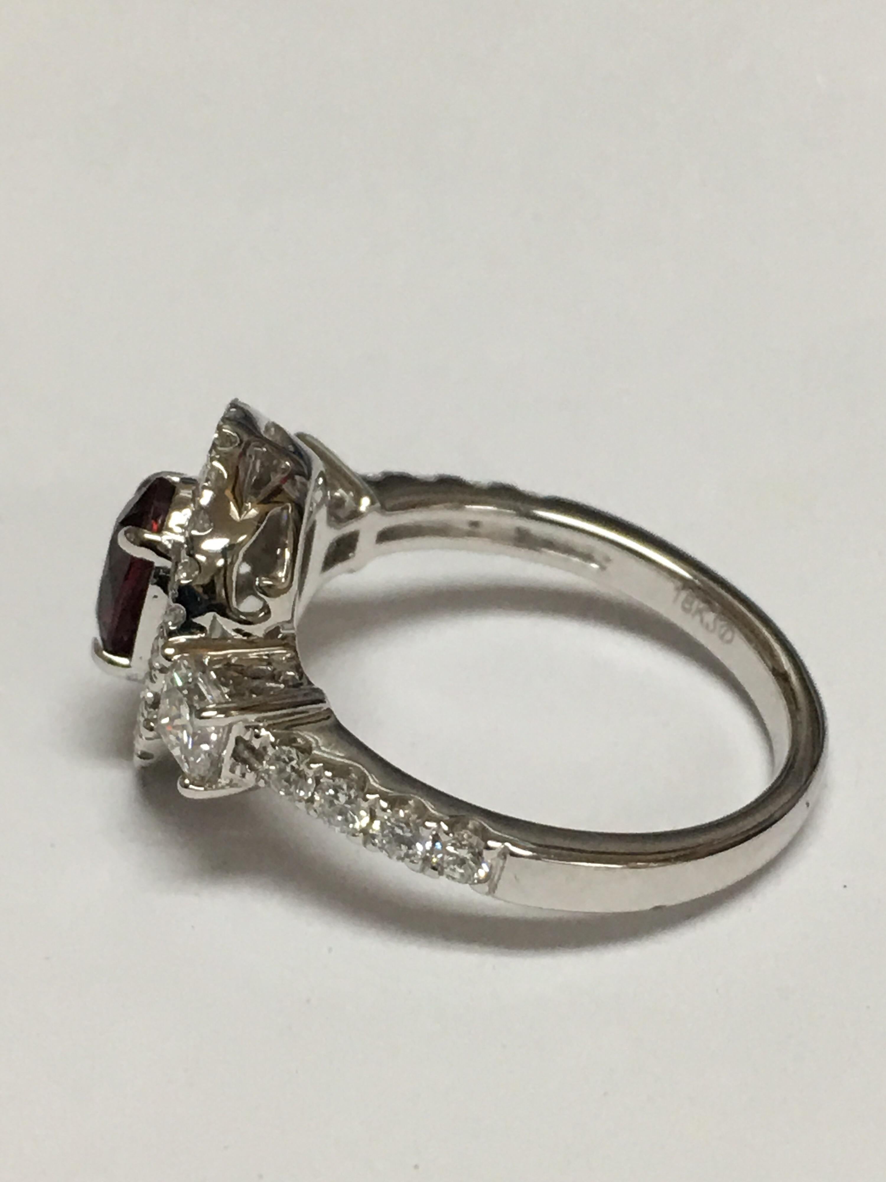 GIA Certified 1.06 Carat Ruby Diamond Engagement Ring 1