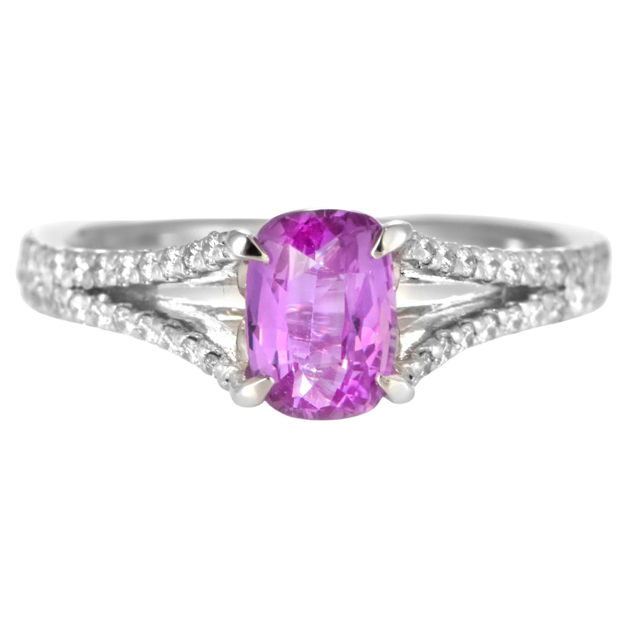 GIA Certified 1.06 Carat Unheated Pink Sapphire
Diamond Ring Made in Platinum