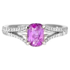 GIA Certified 1.06 Carat Unheated Pink Sapphire 
Diamond Ring Made in Platinum