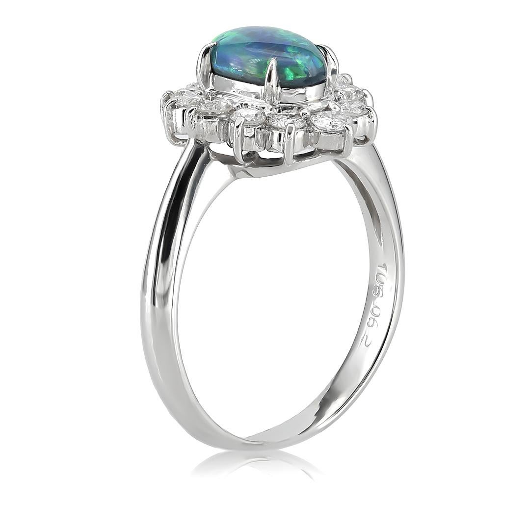 GIA Certified 1.06 Carats Black Opal Diamonds set in Platinum Ring In New Condition For Sale In Los Angeles, CA