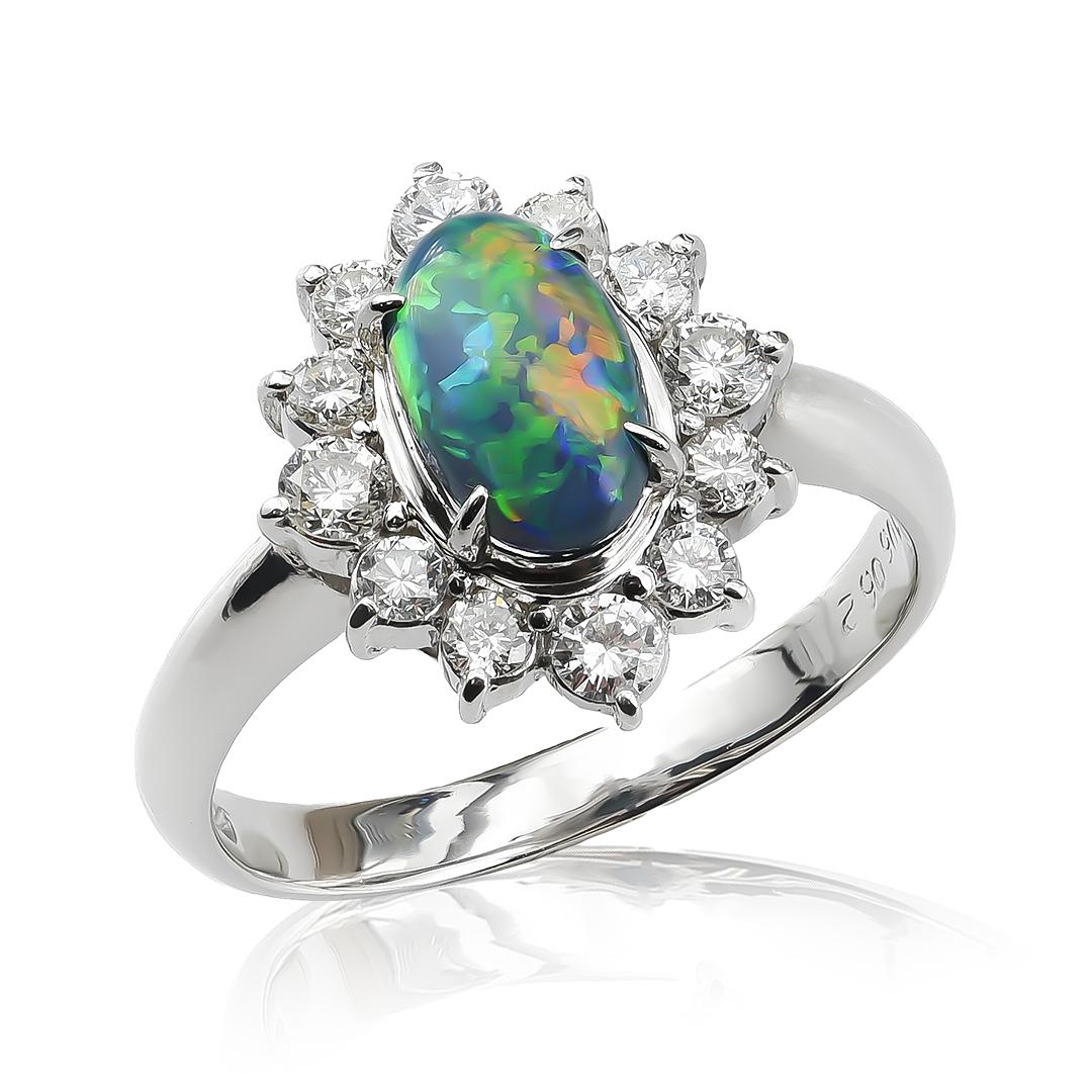 Platinring mit GIA-zertifizierten 1,06 Karat schwarzen Opal-Diamanten in Platin gefasst Damen im Angebot