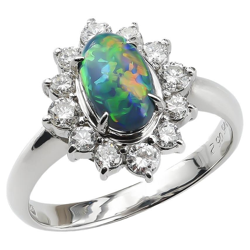 Platinring mit GIA-zertifizierten 1,06 Karat schwarzen Opal-Diamanten in Platin gefasst