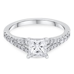GIA Certified 1.06 Carats Princess Cut Diamond Engagement Ring in White Gold